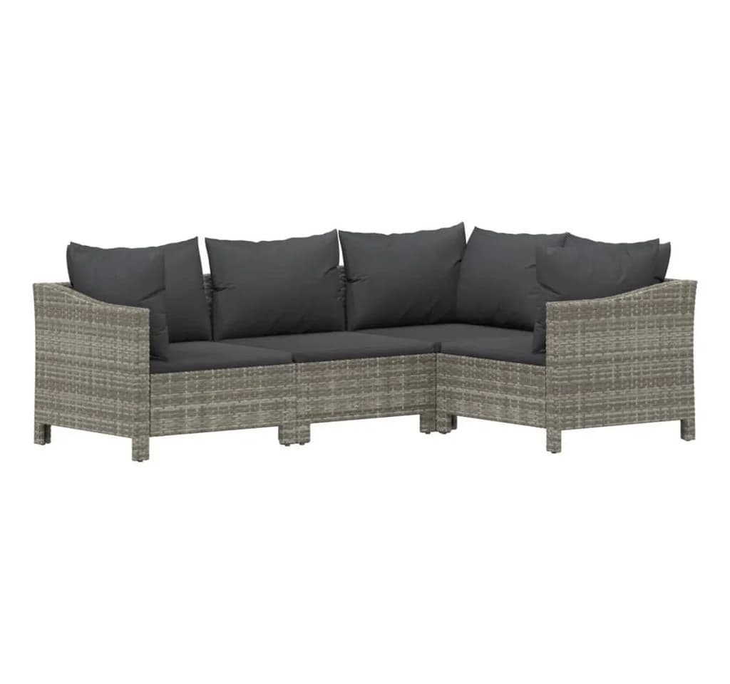 vidaXL Gartenlounge-Set 4-tlg. Grau Poly Rattan - Bild 2