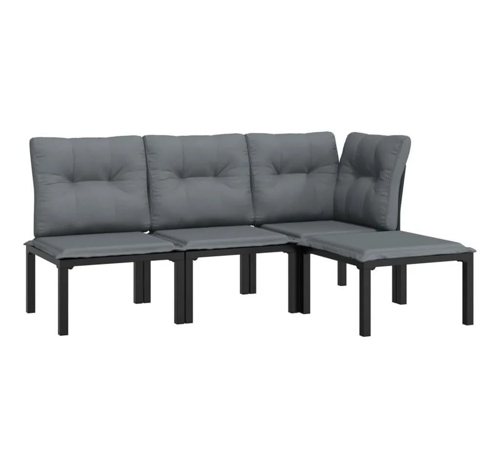 vidaXL Gartenlounge-Set 4-tlg. Schwarz Grau Poly Rattan - Bild 2