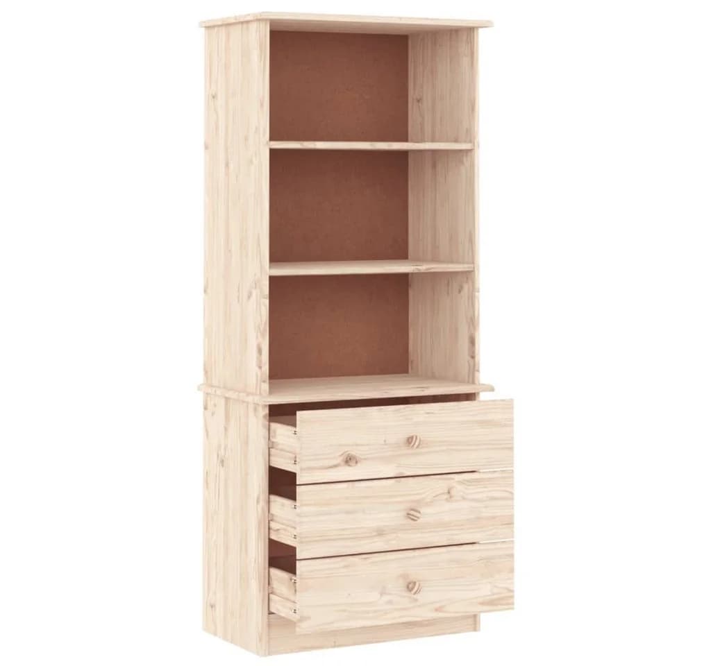 vidaXL Bücherregal ALTA mit Schubladen Massivholz Kiefer unbehandelt - Bild 4
