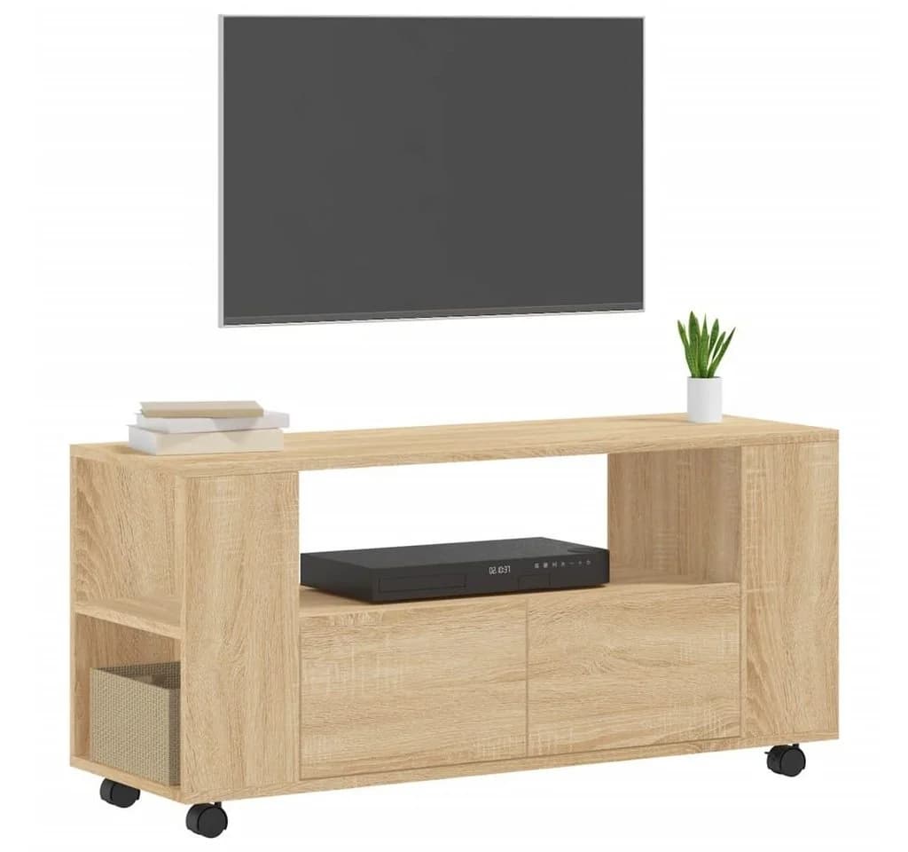 vidaXL TV-Schrank Sonoma-Eiche Holzwerkstoff mit Rollen - Bild 3
