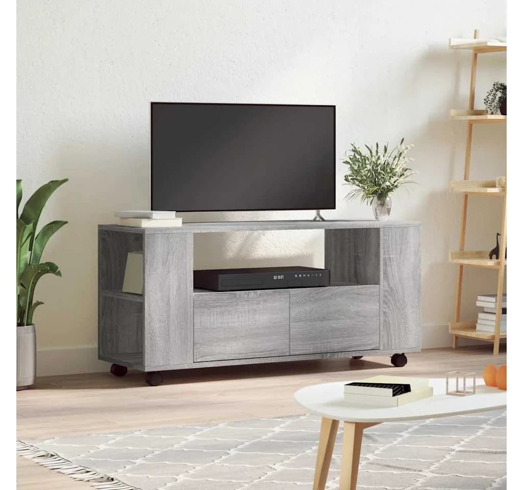 vidaXL TV-Schrank Grau Sonoma Holzwerkstoff mit Rollen