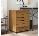 vidaXL Rollcontainer MOSS Honigbraun 6 Schubladen Massivholz Kiefer Bild 1