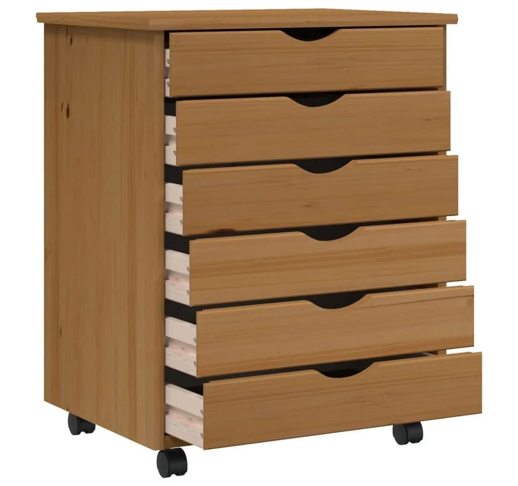 vidaXL Rollcontainer MOSS Honigbraun 6 Schubladen Massivholz Kiefer - Bild 3