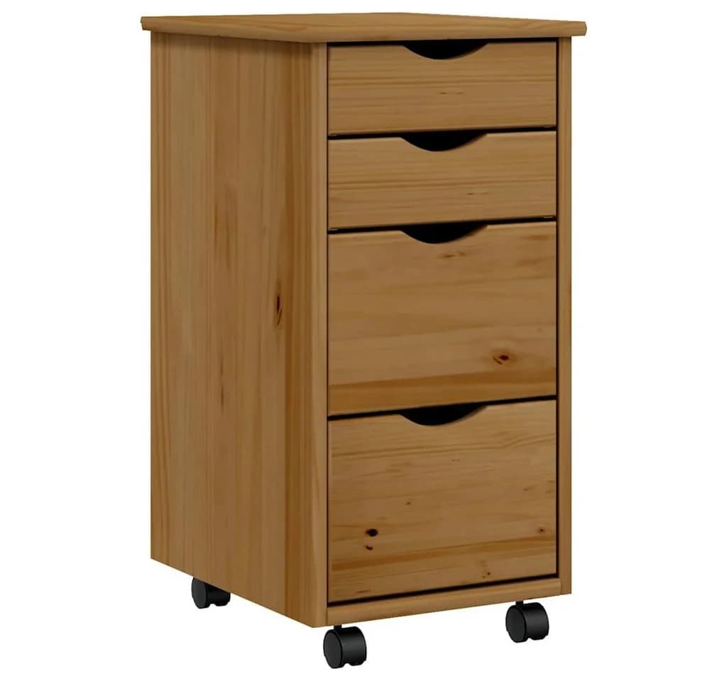 vidaXL Aktenschrank Rollschrank mit Schubladen MOSS Honigbraun Massivholz Kiefer - Bild 2