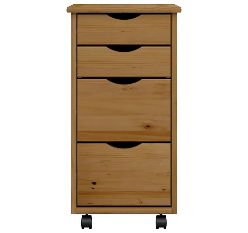 vidaXL Aktenschrank Rollschrank mit Schubladen MOSS Honigbraun Massivholz Kiefer - Bild 5