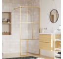 vidaXL Duschwand Begehbar ESG Glas Golden 3-Flügel Bild 1