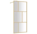 vidaXL Duschwand Begehbar ESG Glas Golden 3-Flügel Bild 2