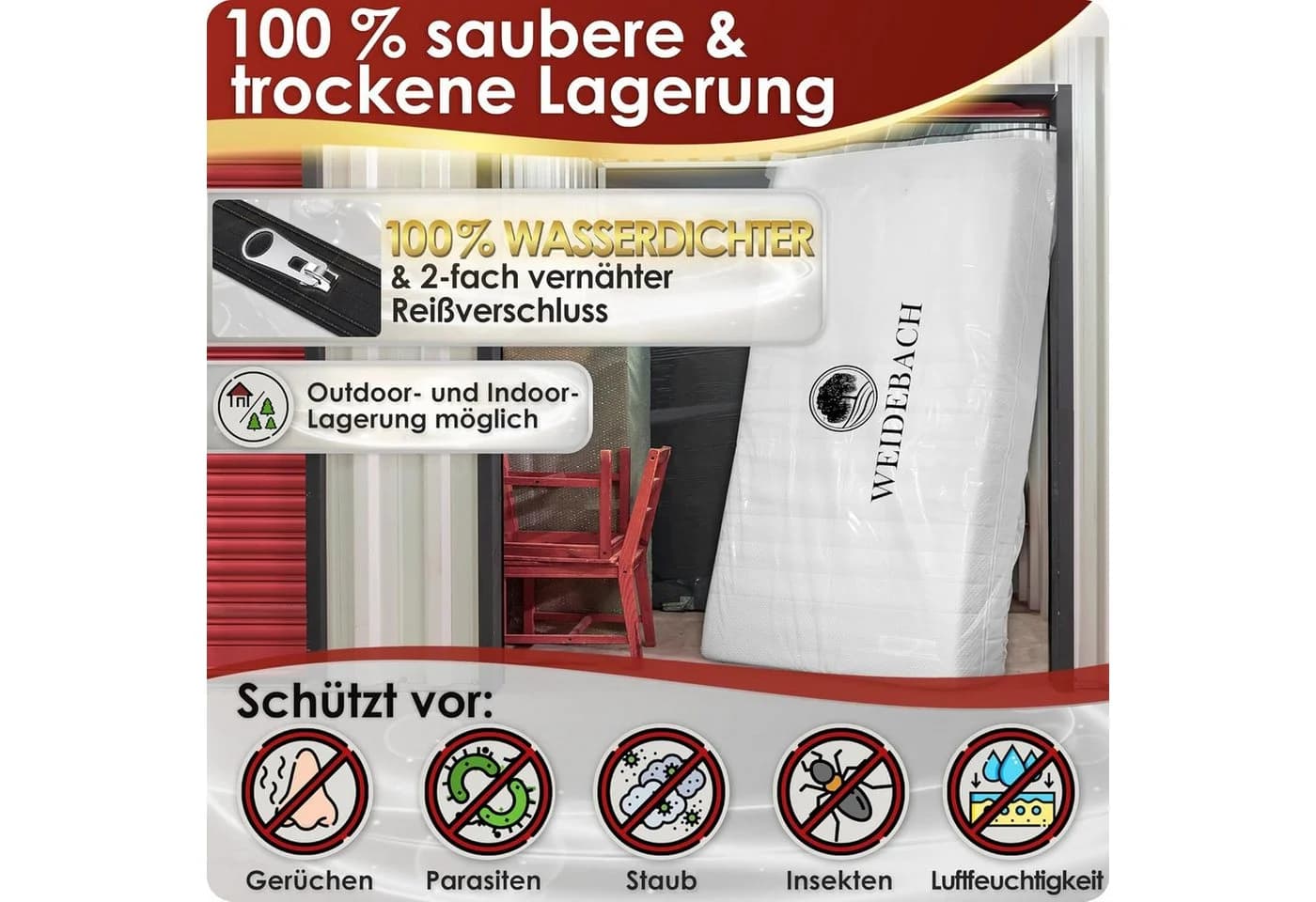 WEIDEBACH Matratzenschoner Twinbett wasserdicht mit Reißverschluss - Bild 5