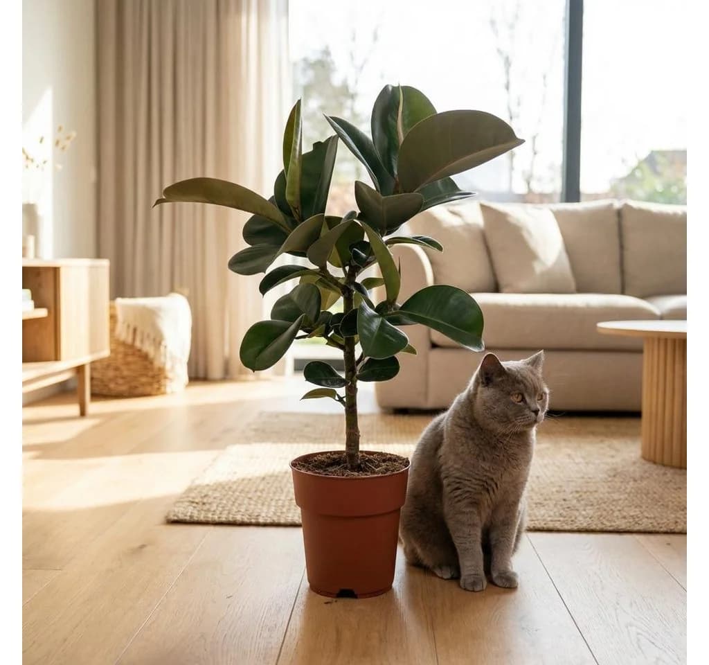 Florora Ficus Elastica Gummibaum 65 cm Topf 19 cm Grün - Bild 3