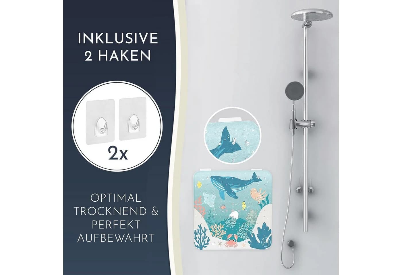 Homerella Duschmatte rutschfest Kinder BPA-frei mit Haken - Bild 3