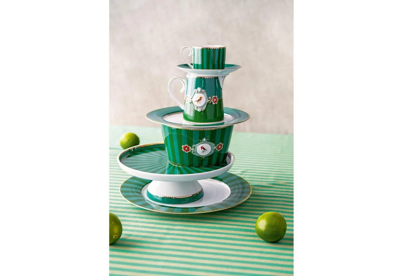 PiP Studio Tasse Henkelbecher Love Birds Stripes Emerald Grün 150ml - Bild 3