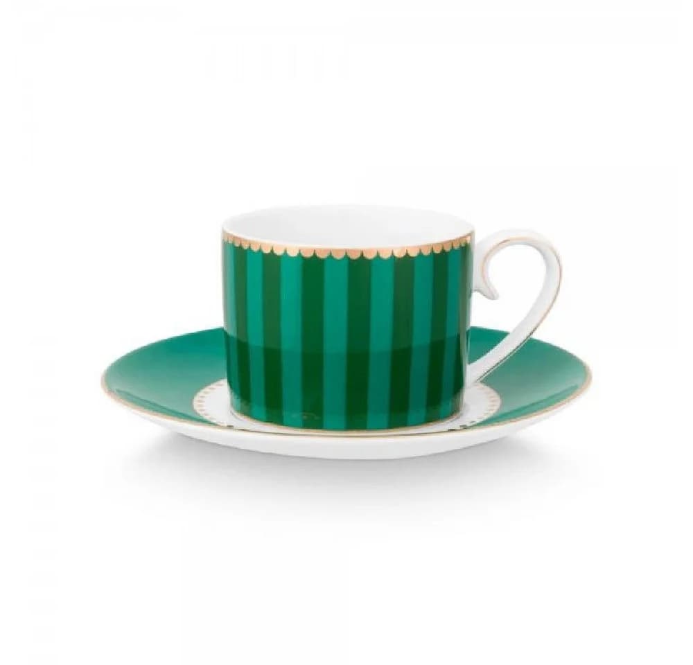 PiP Studio Espressotasse mit Untertasse Emerald Grün Love Birds Stripes - Bild 2