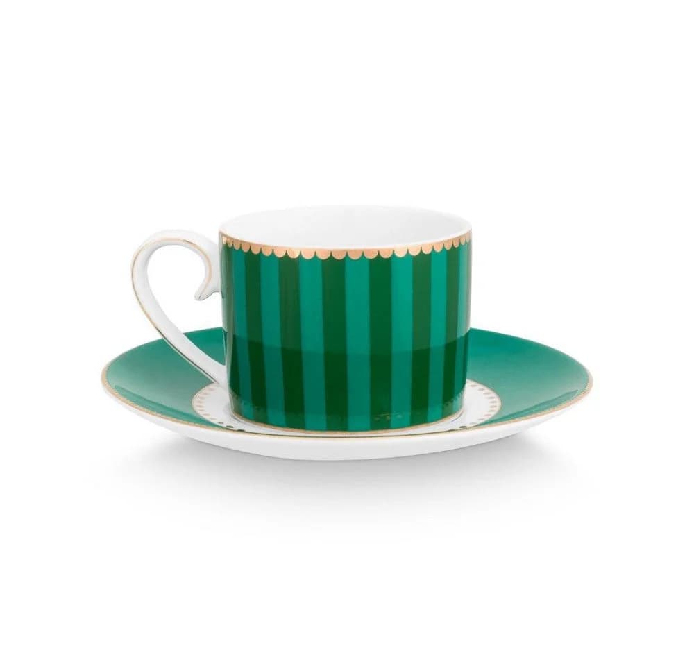 PiP Studio Espressotasse mit Untertasse Emerald Grün Love Birds Stripes - Bild 4