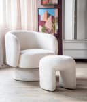 LEVEN Lifestyle Sitzhocker Nawasahi Bouclé Stoff Beige oder Taupe Bild 4