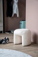 LEVEN Lifestyle Sitzhocker Nawasahi Bouclé Stoff Beige oder Taupe Bild 5