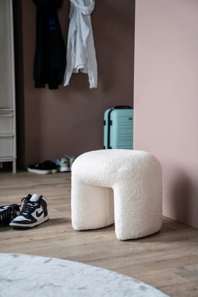 LEVEN Lifestyle Sitzhocker Nawasahi Bouclé Stoff Beige oder Taupe - Bild 5