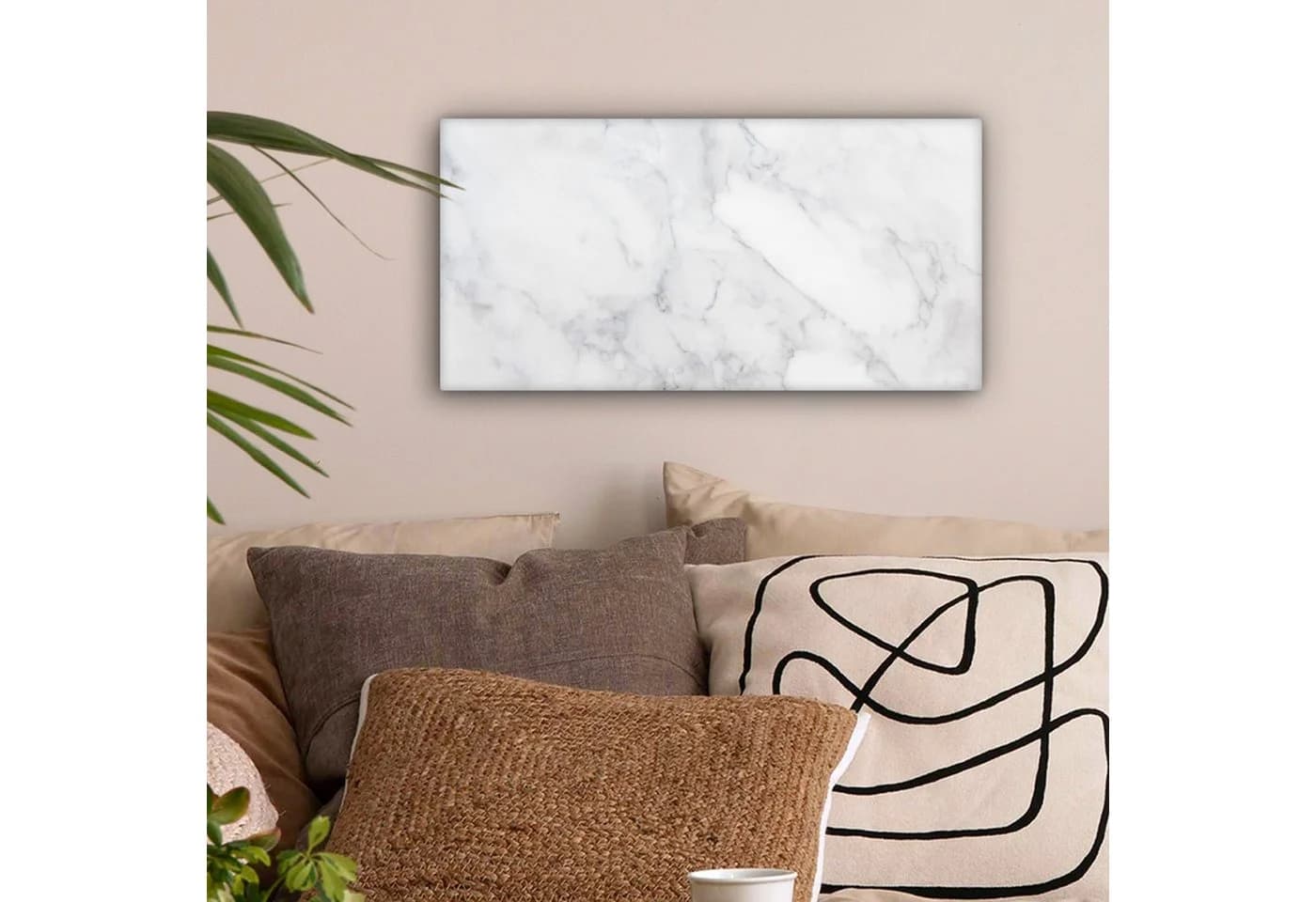 OneMillionCanvasses® Leinwandbild Marmor Grau/Weiß Panorama