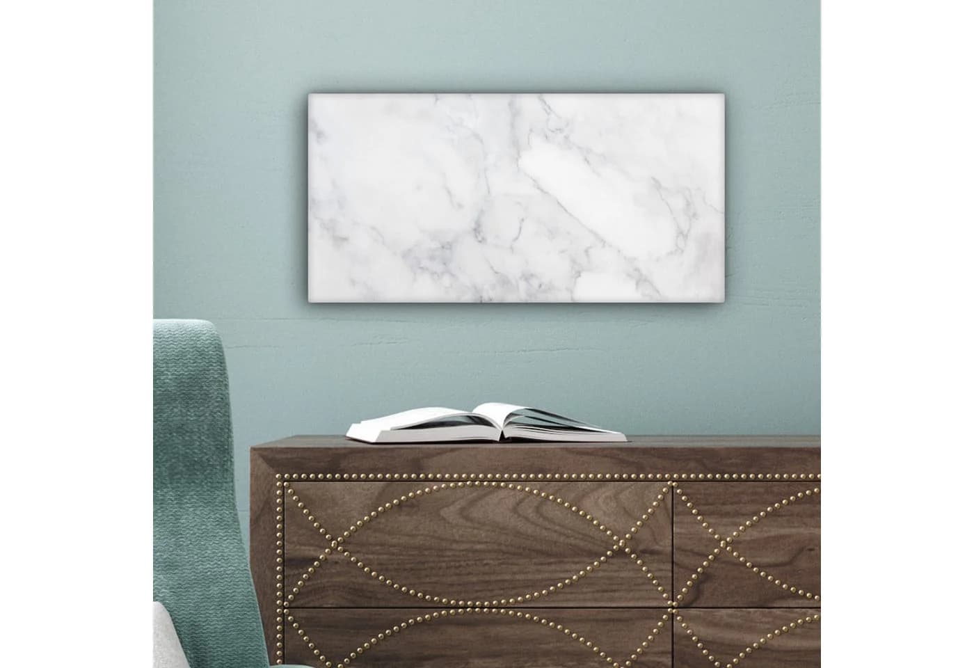 OneMillionCanvasses® Leinwandbild Marmor Grau/Weiß Panorama - Bild 5
