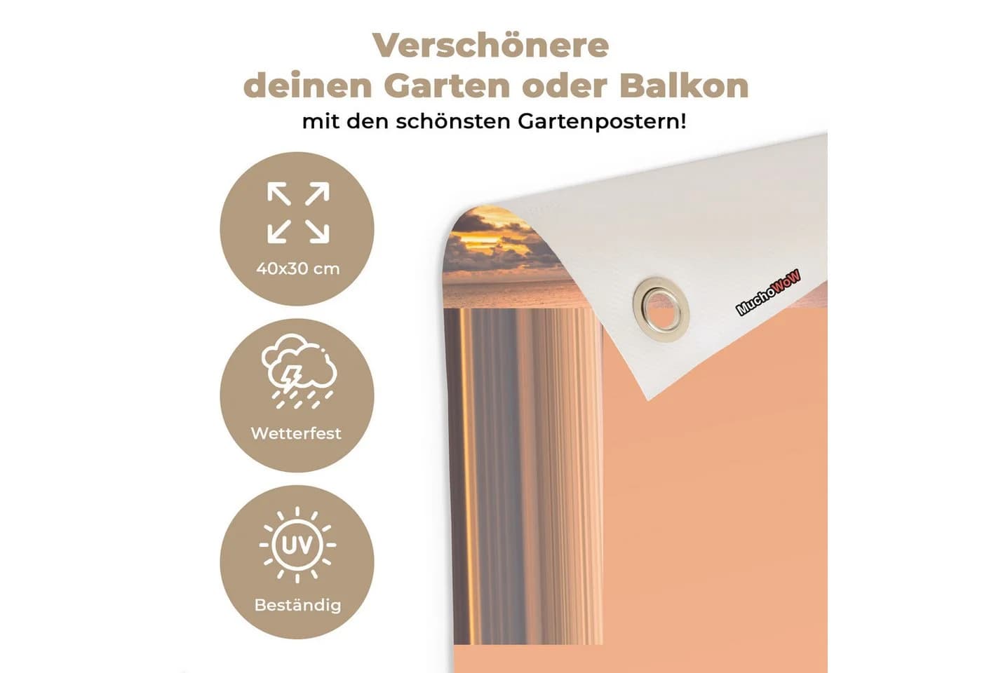 OnlyWow Gartenposter Sonnenuntergang Strand PVC - Bild 3