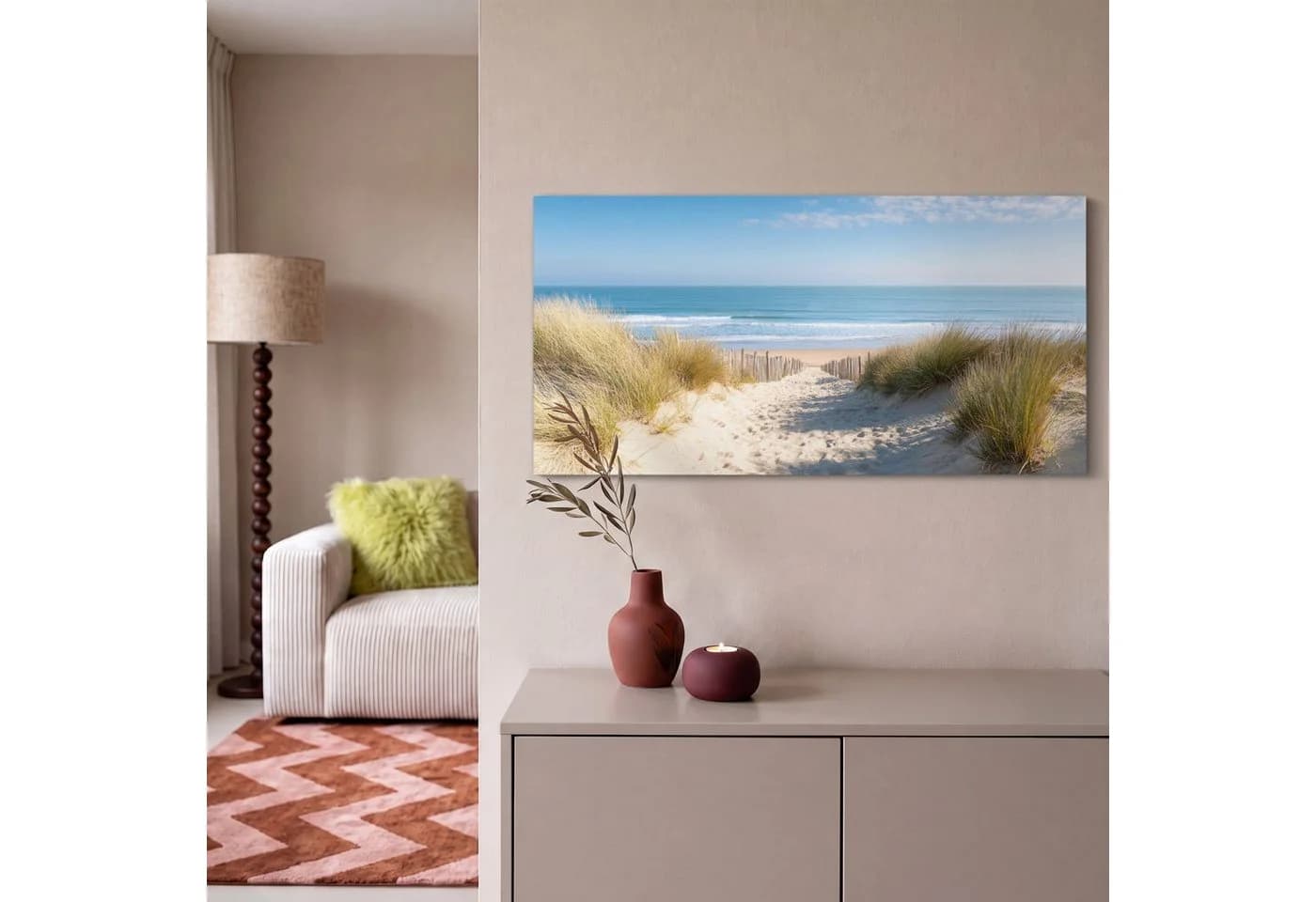 OneMillionCanvasses® Leinwandbild Panorama Strand Meer Düne