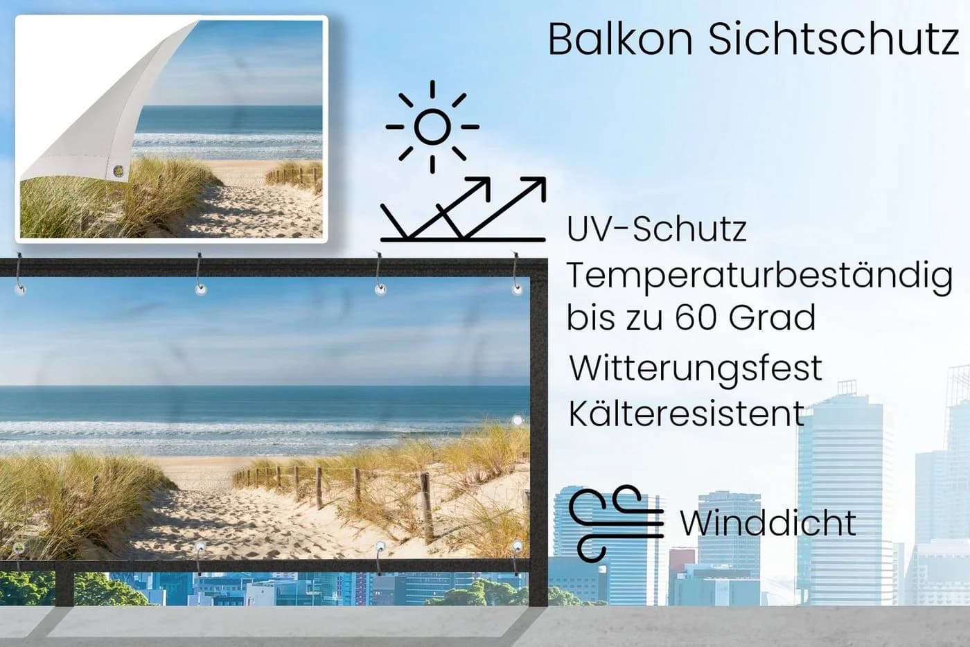 MuchoWow Balkonsichtschutz Strand Design PVC Windschutz - Bild 3