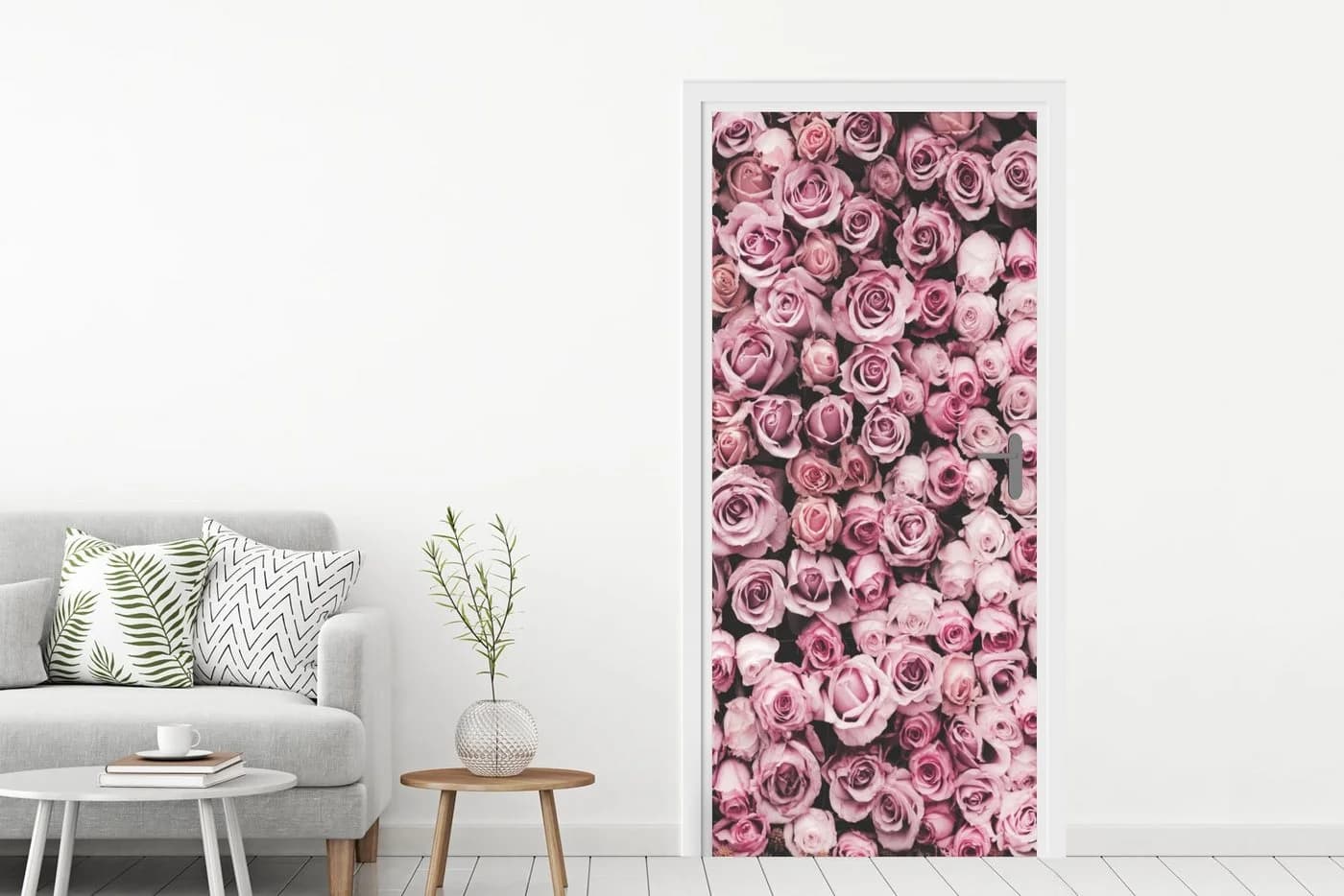 MuchoWow Türtapete Rosa Rosen Selbstklebend