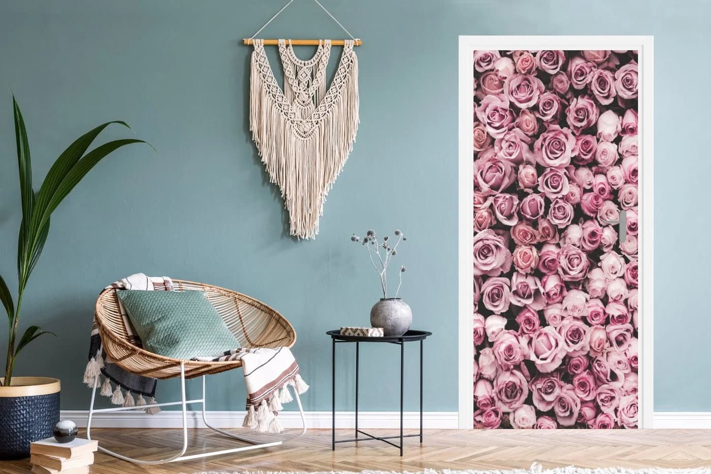 MuchoWow Türtapete Rosa Rosen Selbstklebend - Bild 4
