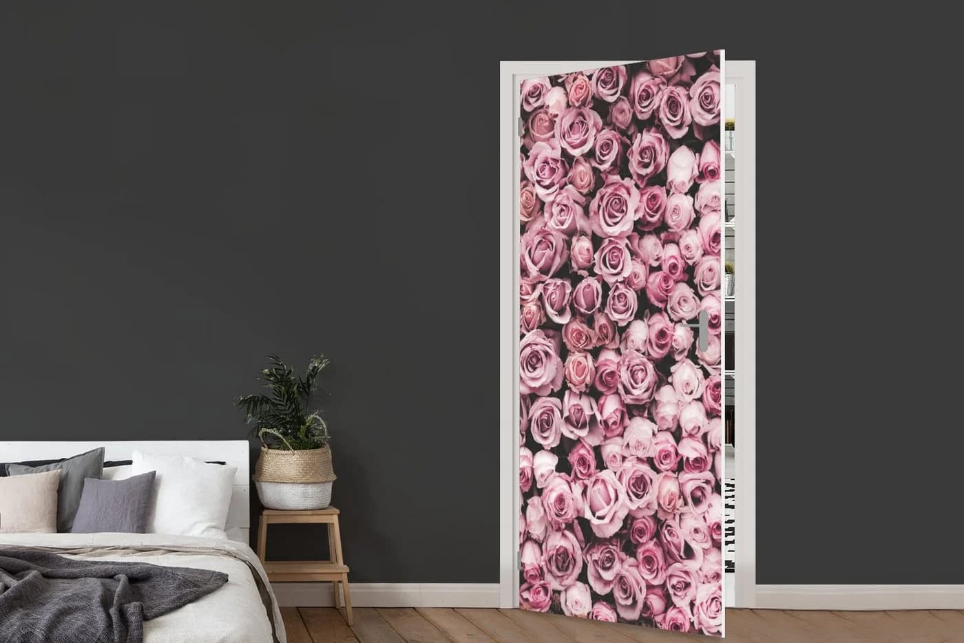 MuchoWow Türtapete Rosa Rosen Selbstklebend - Bild 5