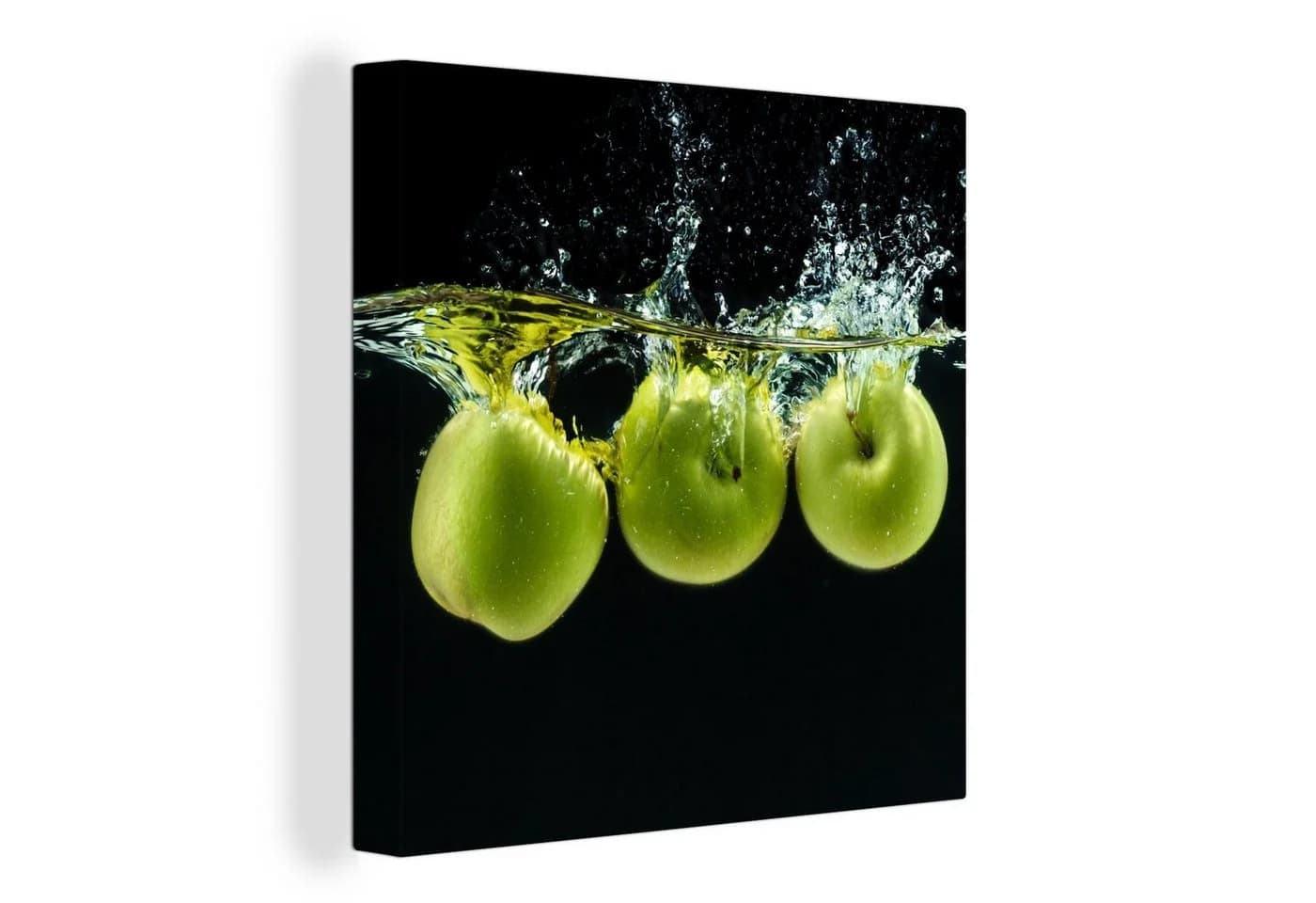 OneMillionCanvasses® Leinwandbild Äpfel Grün Schwarz 20x20 cm - Bild 2