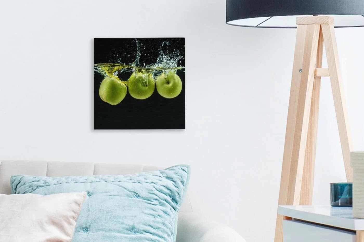 OneMillionCanvasses® Leinwandbild Äpfel Grün Schwarz 20x20 cm - Bild 3