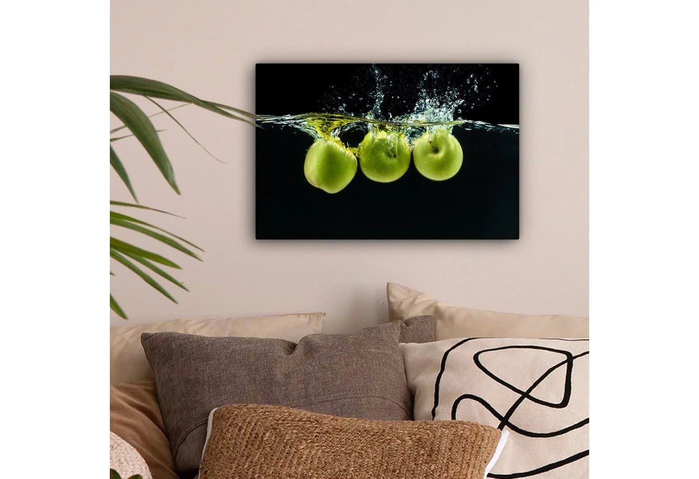 OneMillionCanvasses® Leinwandbild Äpfel Schwarz Grün 30x20 cm