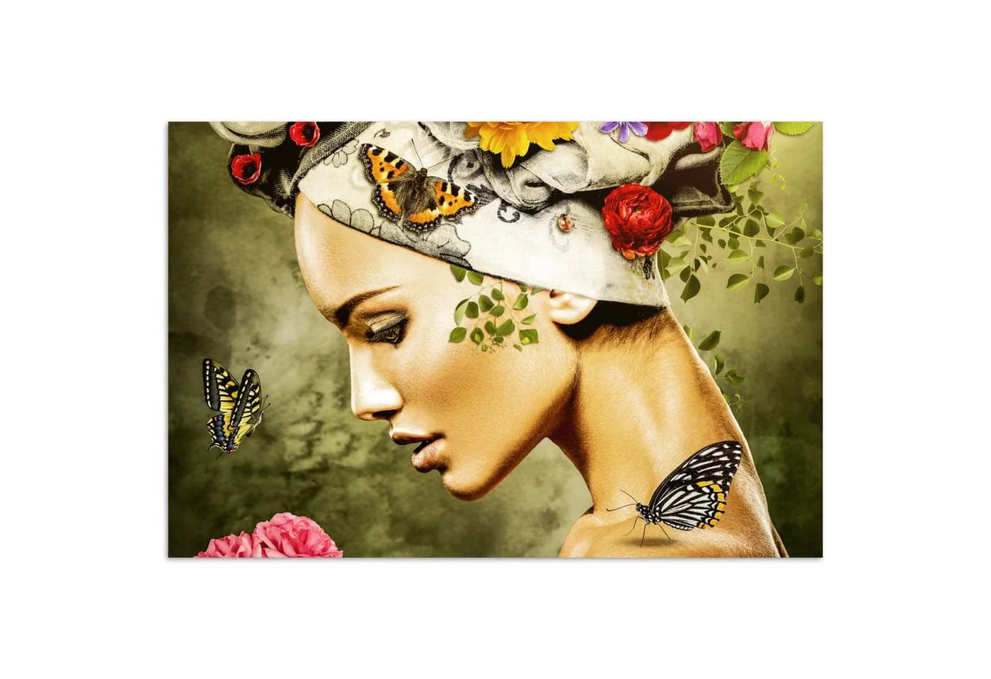 MuchoWow Poster Frau mit Kopftuch und bunten Blumen - Bild 2
