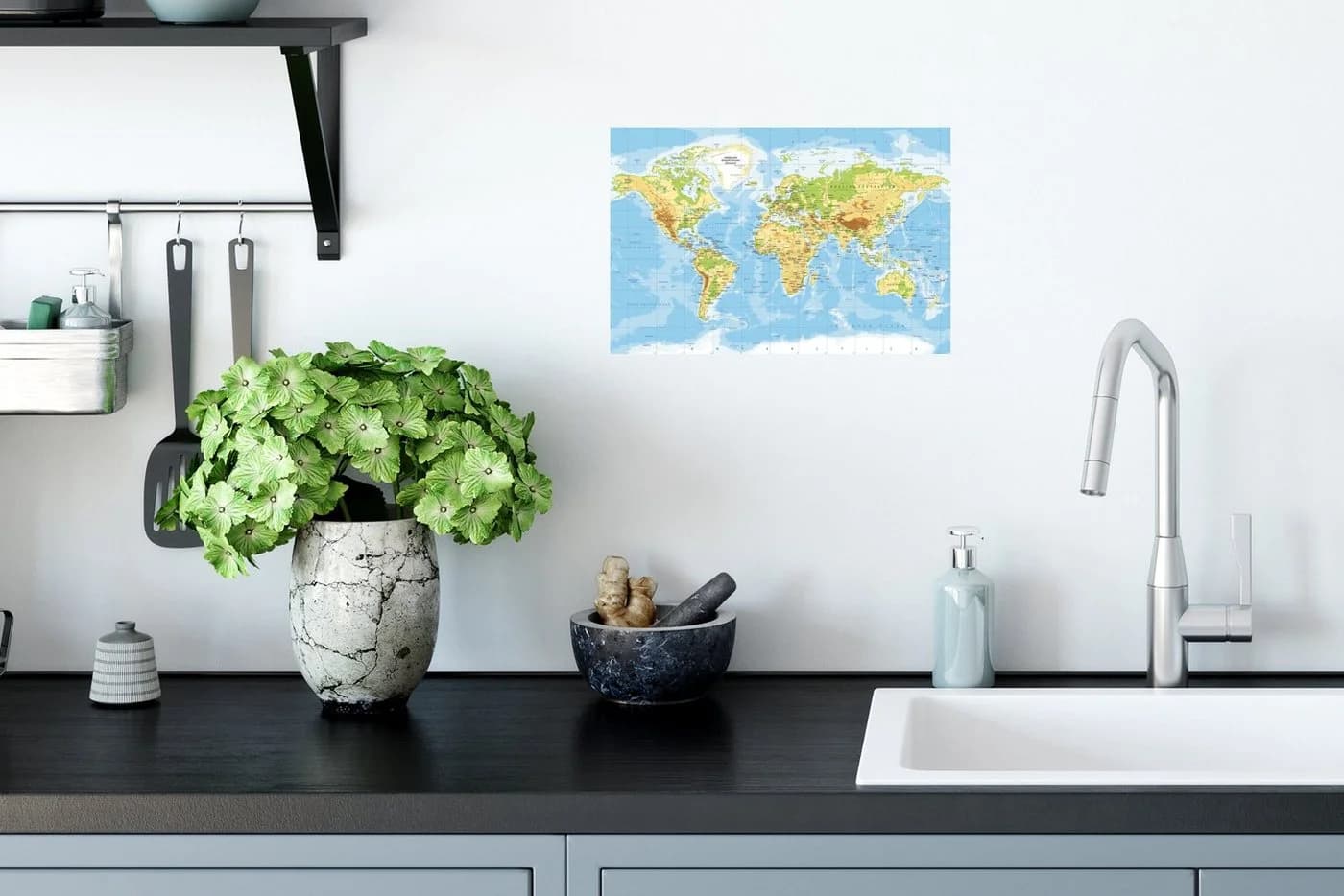 MuchoWow Wandsticker Weltkarte Blau Selbstklebend - Bild 3