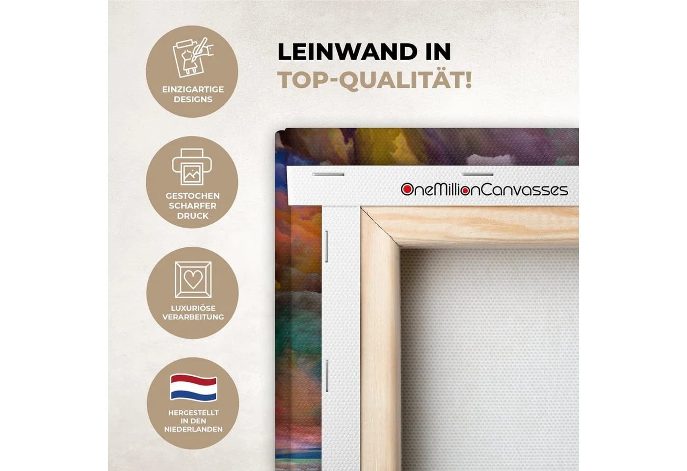 OneMillionCanvasses Leinwandbild Abstrakt Bunt Ölfarbenoptik - Bild 3