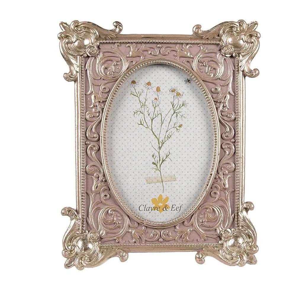 Clayre & Eef Bilderrahmen Barock Pastell Silber Rosa 10x15 - Bild 2
