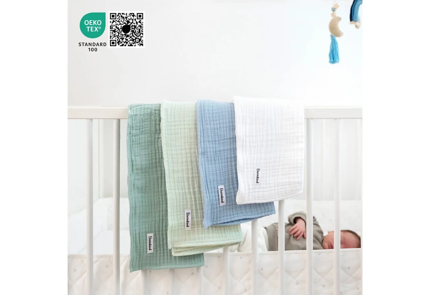 Ehrenkind Spucktuch Mulltücher-Set 4er Bio-Baumwolle Blau - Bild 5