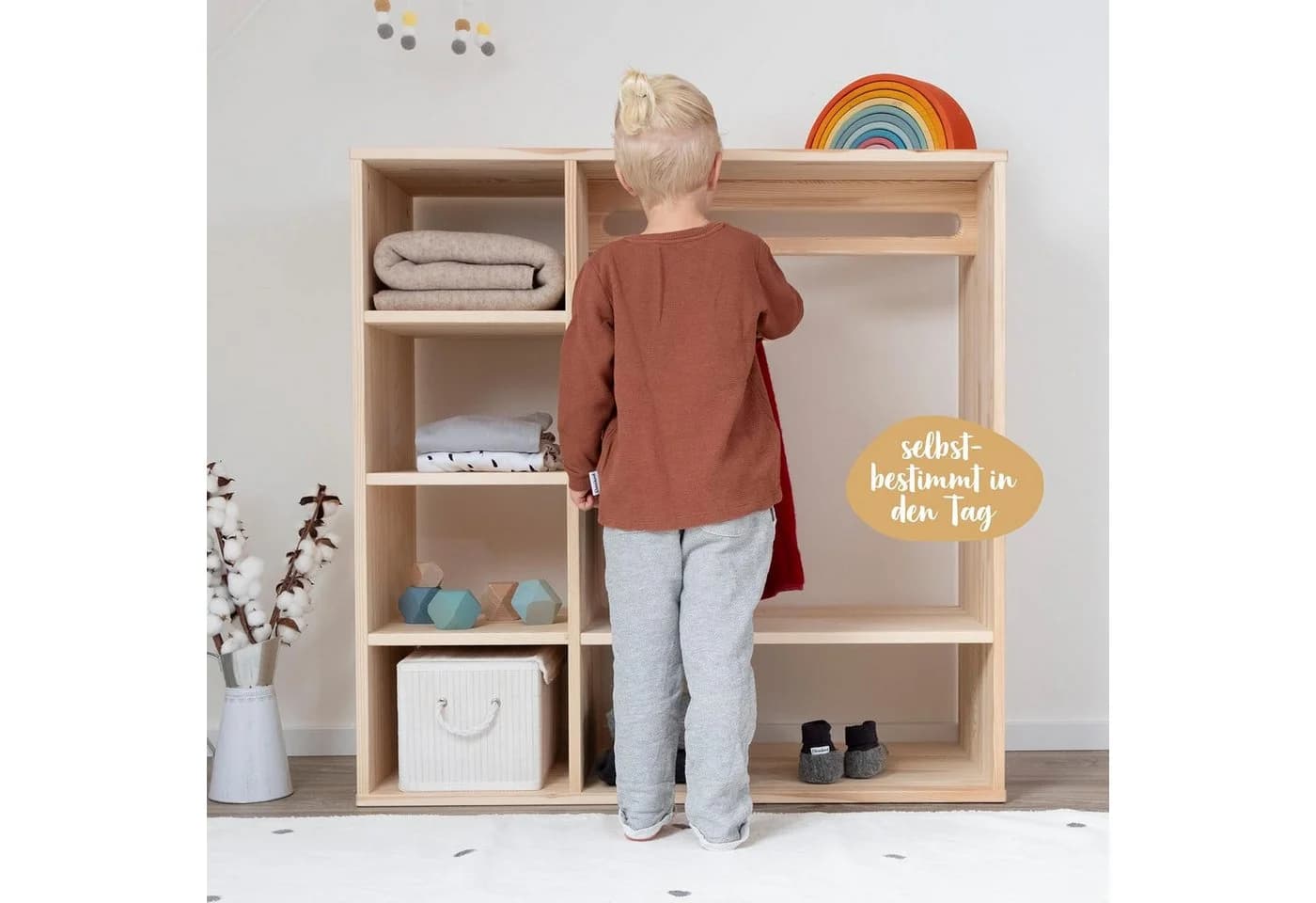 Ehrenkind Kinderkleiderschrank Montessori Kiefer Natur Massivholz - Bild 4