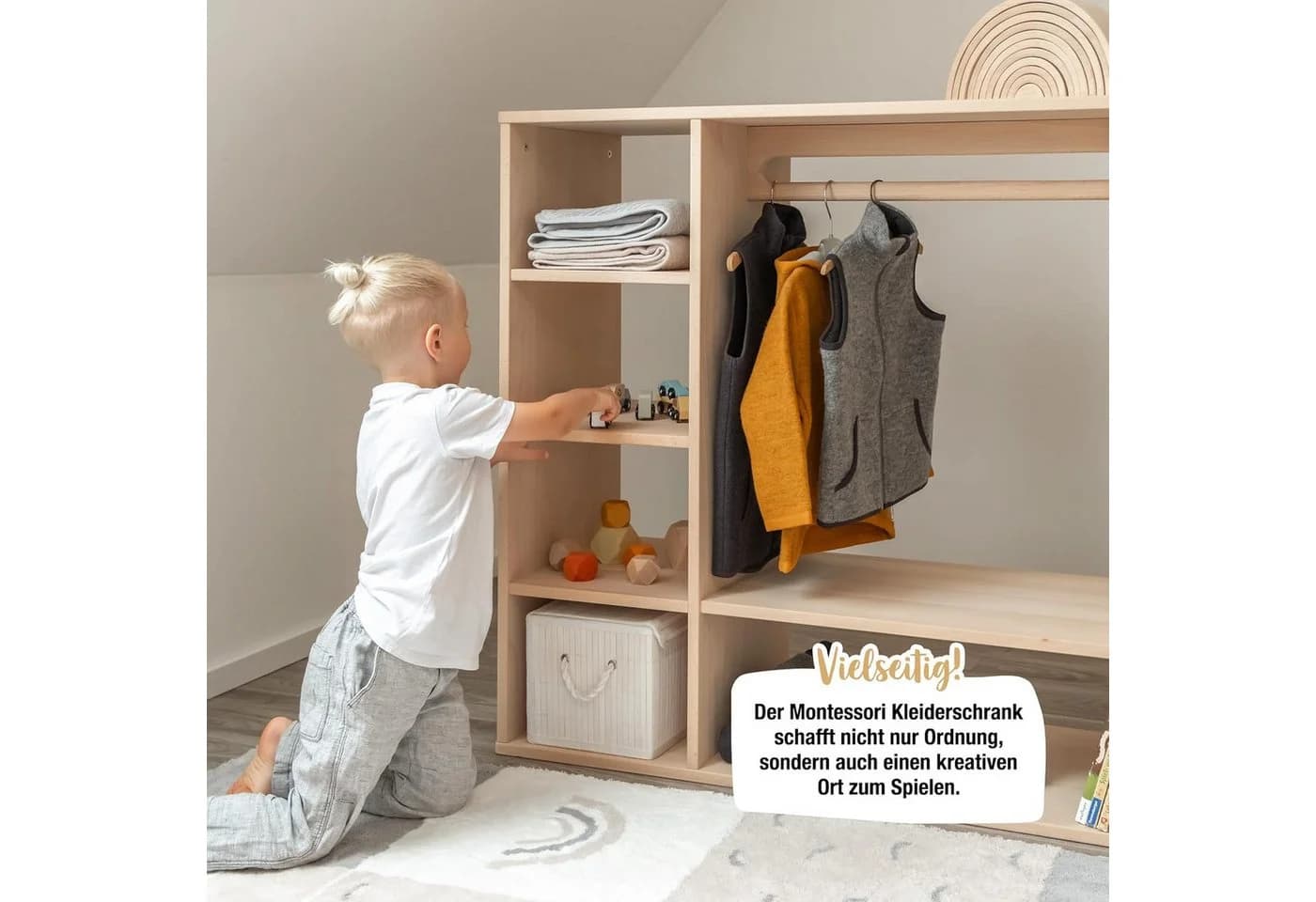 Ehrenkind Kinderkleiderschrank Montessori Kiefer Natur Massivholz - Bild 5