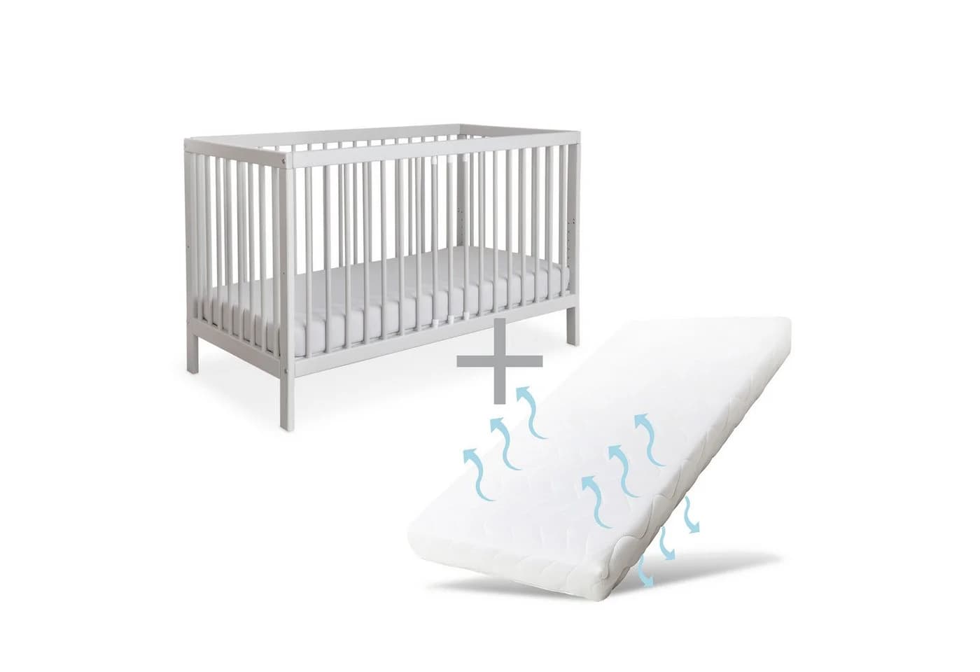 Ehrenkind Babybett PUR Massivholz mit Matratze Grau - Bild 2