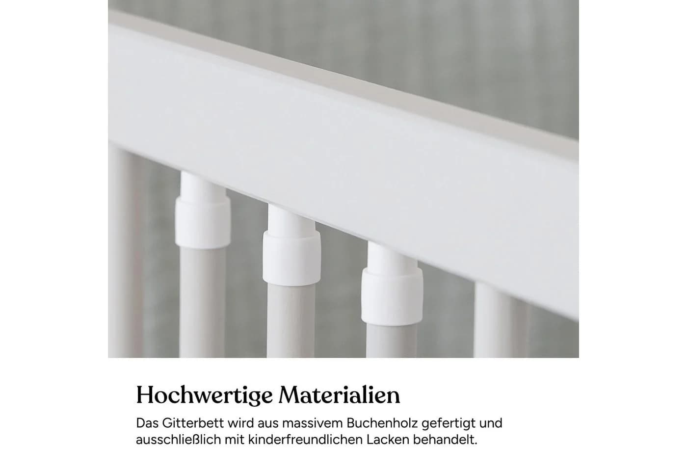Ehrenkind Babybett PUR Massivholz mit Matratze Grau - Bild 5