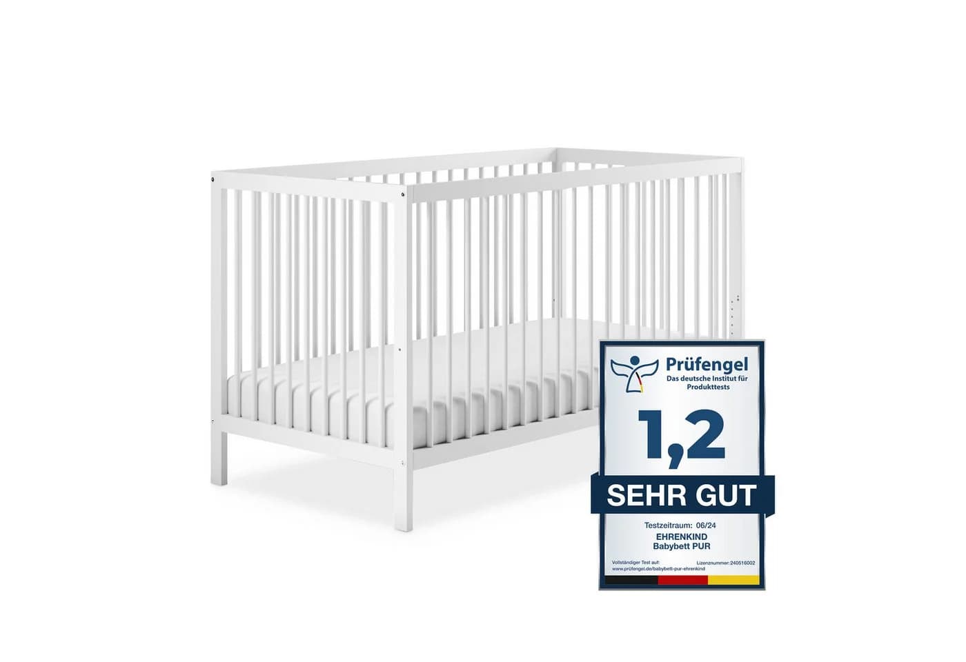 Ehrenkind Babybett PUR Weiß Massivholz Höhenverstellbar - Bild 2