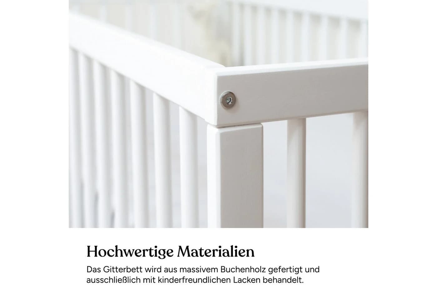 Ehrenkind Babybett PUR Massivholz Weiß 9-fach höhenverstellbar - Bild 5