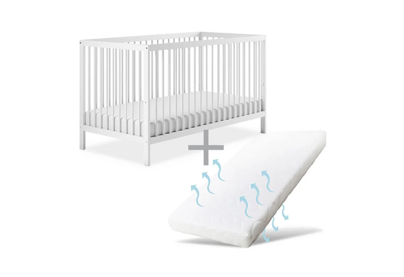 Ehrenkind Babybett PUR Massivholz Weiß inkl. Matratze - Bild 2