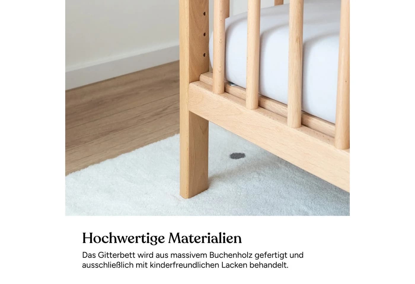 Ehrenkind Babybett PUR Massivholz Höhenverstellbar Weiß - Bild 5