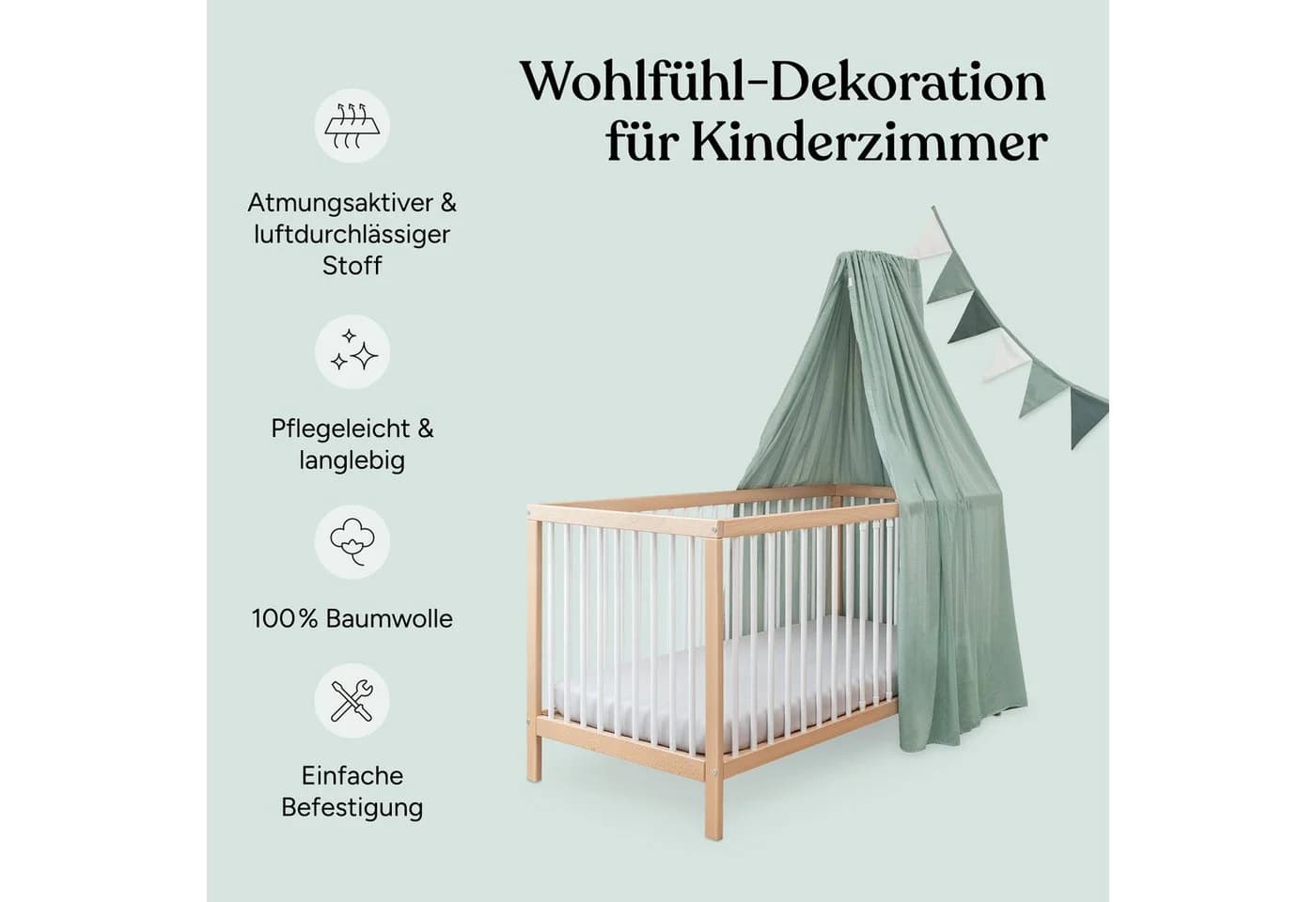 Ehrenkind Babybett-Baldachin & Wimpelkette Set - Bild 3