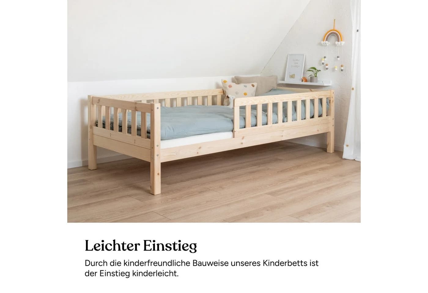 Ehrenkind Kinderbett Lille Massivholz Rausfallschutz 90x200 - Bild 4
