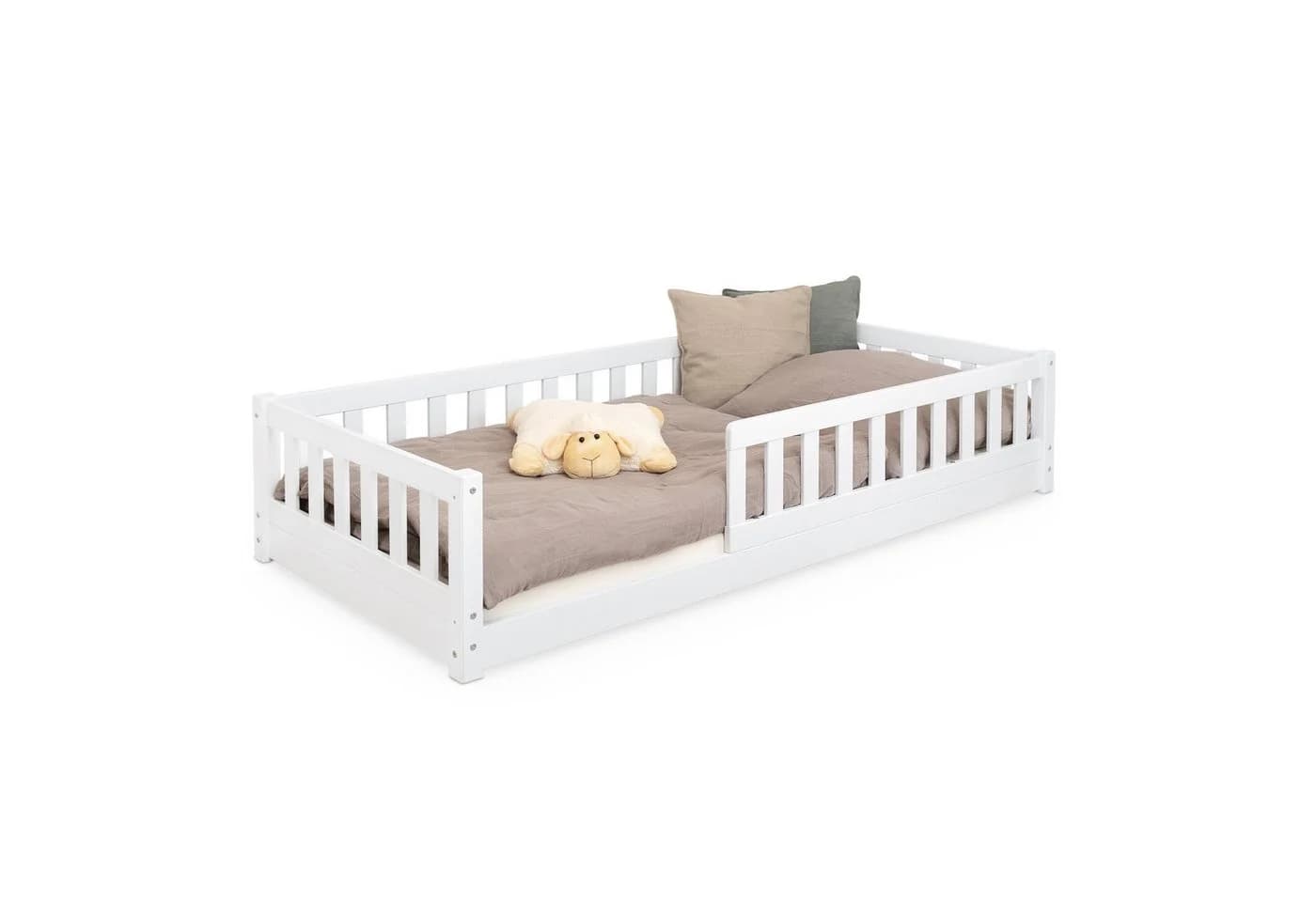 Ehrenkind Kinderbett Lille Bodenbett Weiß Massivholz Rausfallschutz - Bild 2