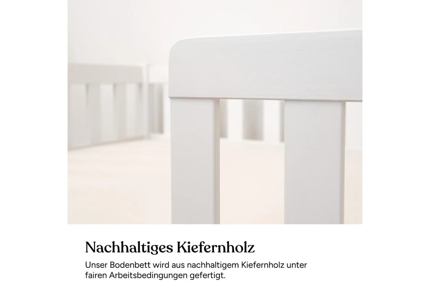 Ehrenkind Kinderbett Lille Bodenbett Weiß Massivholz Rausfallschutz - Bild 5