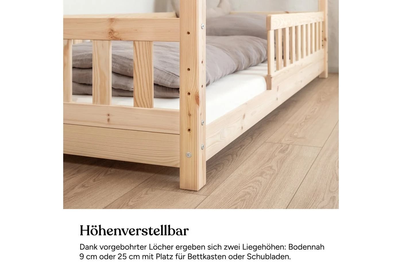 Ehrenkind Hausbett Lille Kiefernholz Stauraum Rausfallschutz - Bild 5