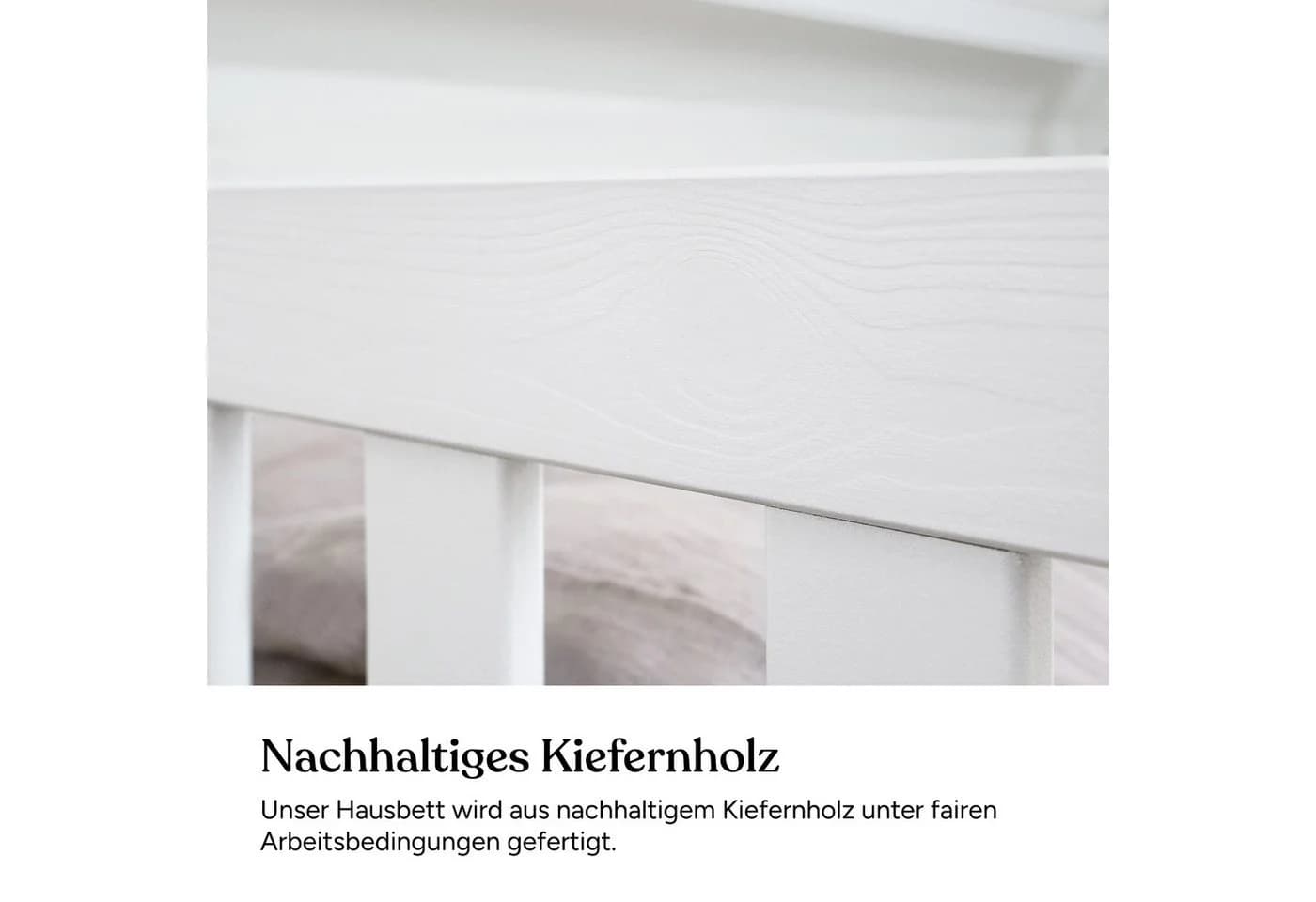 Ehrenkind Hausbett Lille Massivholz Weiß mit Rausfallschutz - Bild 5